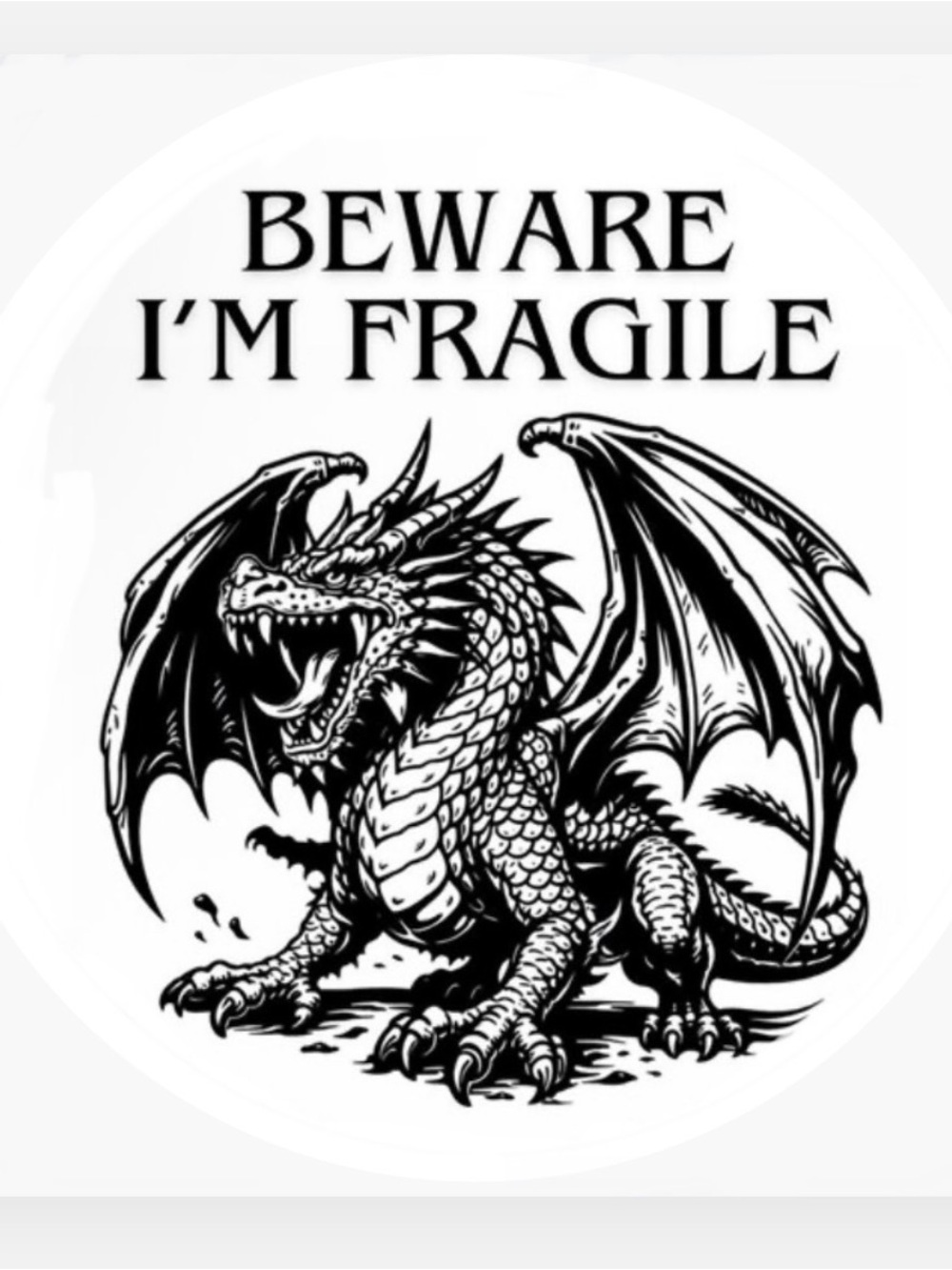Handmade 50count Beware Dragon Stickers